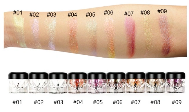 Cosmetics 9 Colors Loose Pigment Glitter Shimmer Waterproof Long-Lasting Shiny High Gloss Pearl Eye Makeup Eyeshadow Powder