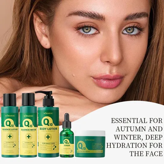 Online Wholesale and Retail Hydrating Lightening Moisturizer Body Lotion Q10 Face Wash Toner Serum Cream Skin Care 5PCS Set 