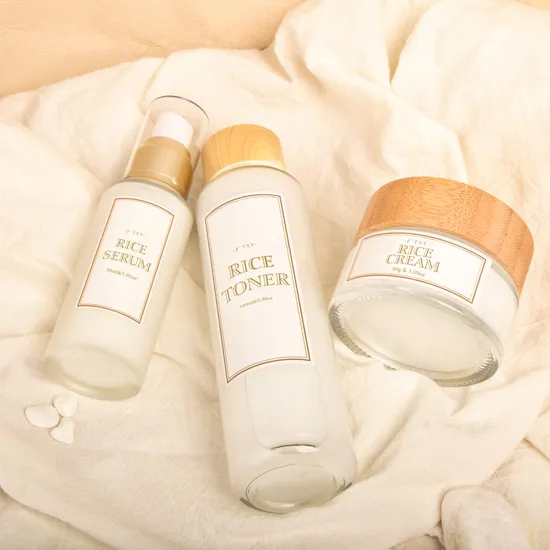 Custom Natural Rice Skin Care Set Facial Lightening Cream Face Toner Anti Aging Face Serum Personal Skincare Set